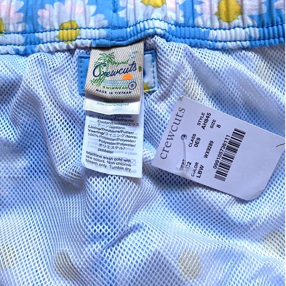 Crewcuts J. Crew Boys Swim Trunks Daisy Daisies Flowers Floral Boys 8 NWT New - Picture 7 of 9